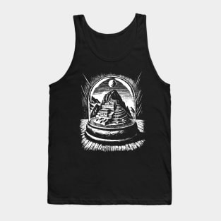 Machu Picchu in a snow globe art in linear style Tank Top